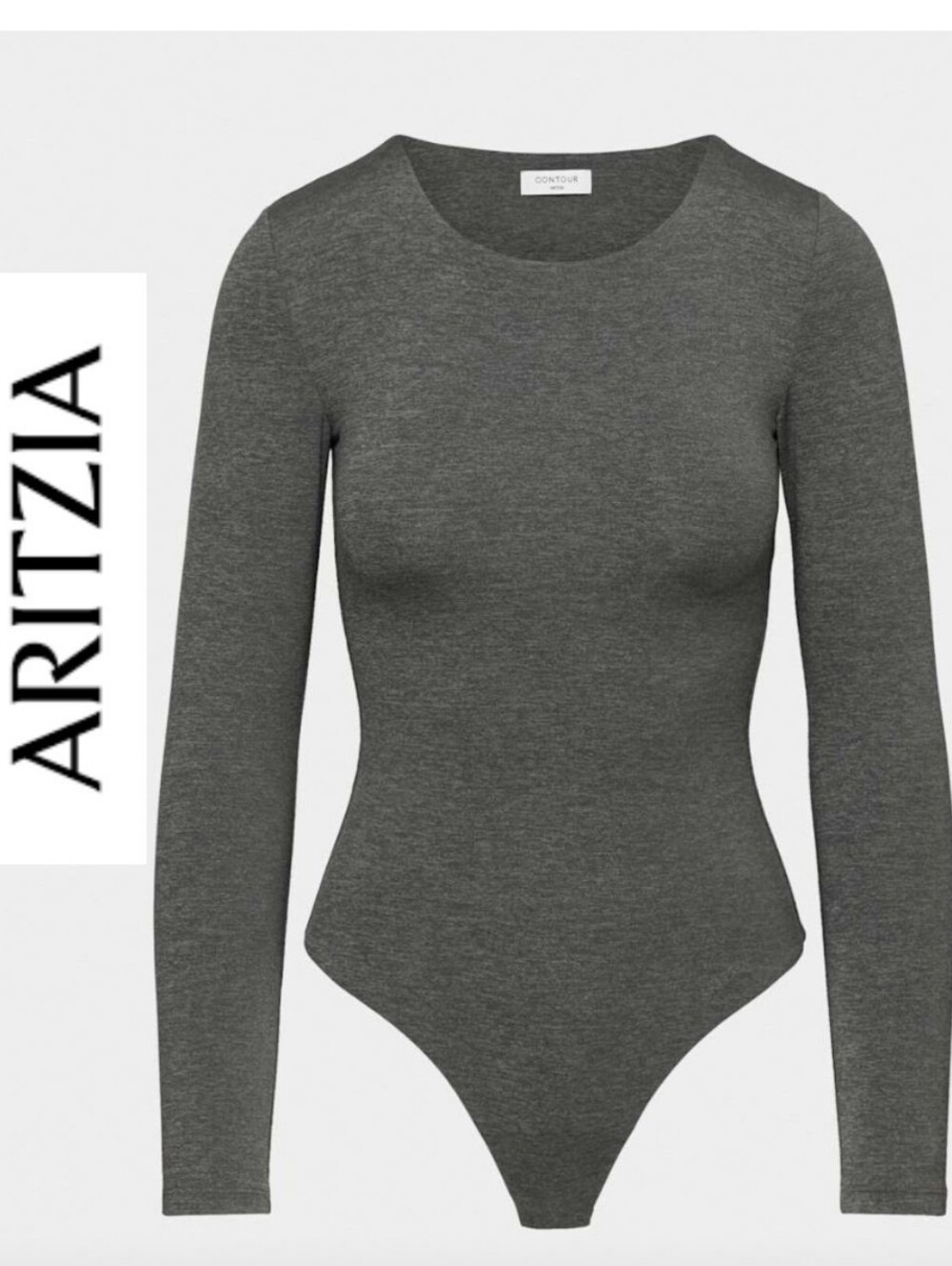 New Aritzia Contour Long Sleeve Charcoal Bodysuit